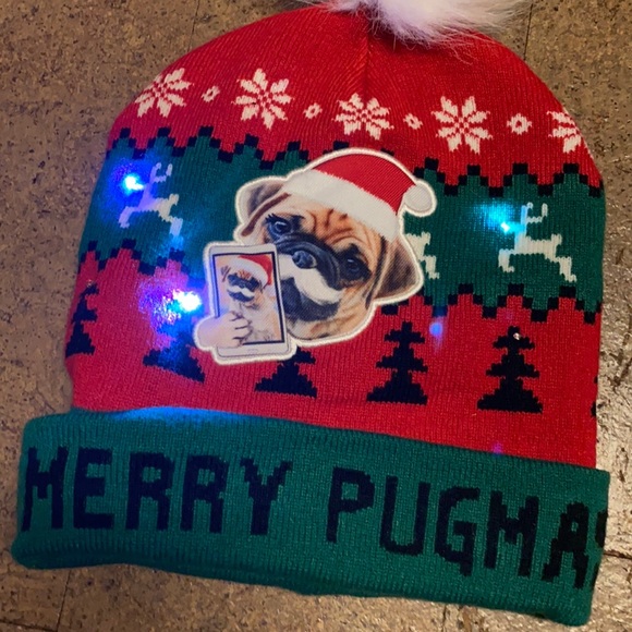 Merry Pug Mas Lighted Hat - Picture 3 of 8